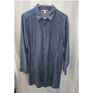 Eileen Fisher Light Blue Denim Button-Down Shirt Dress